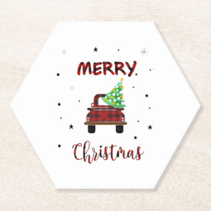 Dessous-de-verre En Papier Joyeux Noël Buffalo Camion de la ferme T Shi