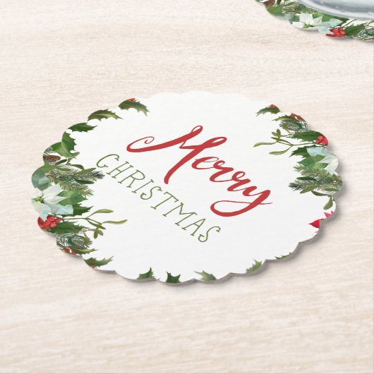 Dessous-de-verre En Papier Joyeux Noël de verdure (Incliné)