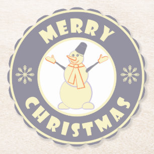Dessous-de-verre En Papier Joyeux Noël heureux bonhomme de neige célèbre styl