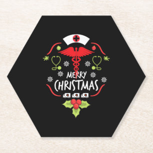 Dessous-de-verre En Papier Joyeux Noël infirmière docteur Ambulance Tee - shi