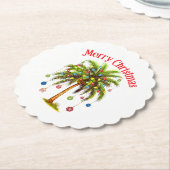 Dessous-de-verre En Papier Joyeux Noël Palm Tree Light Hawaiian Tropical (Incliné)