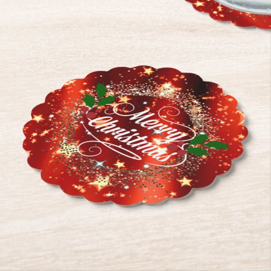 Dessous-de-verre En Papier Joyeux Noël, pétillant et parties scintillant (Incliné)