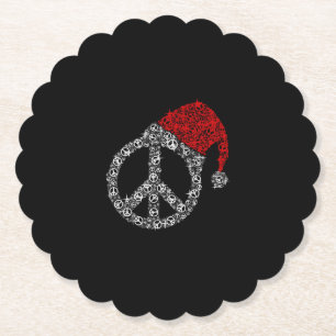 Dessous-de-verre En Papier Joyeux Noël Symbole hippie Casquette du Père Noë