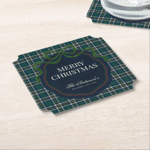 Dessous-de-verre En Papier Joyeux Noël Tartan Plaid Classique Préparatoire