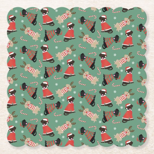 Dessous-de-verre En Papier Joyeux Pawlidays Labrador Retriever Dogs (Devant)