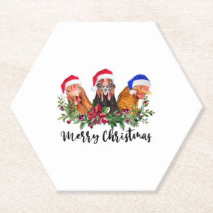 Dessous-de-verre En Papier Joyeux poulet de Noël