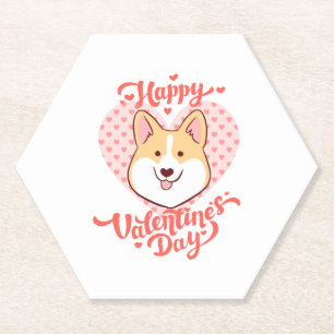 Dessous-de-verre En Papier Joyeux Valentines Jour mignon Corgi Chien