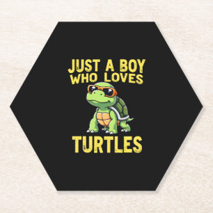 Dessous-de-verre En Papier Juste un garçon qui aime les tortues Enfants garço