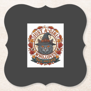 Dessous-de-verre En Papier Juste une fille qui aime les chats Halloween Sorci