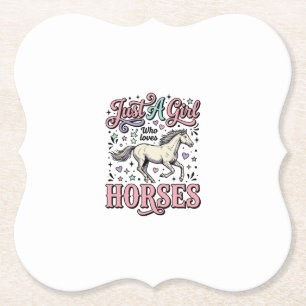 Dessous-de-verre En Papier Juste Une Fille Qui Aime Les Chevaux Design Vector