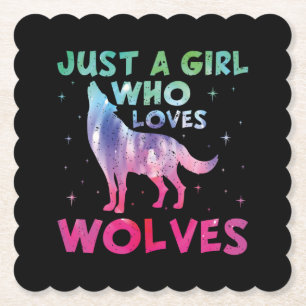 Dessous-de-verre En Papier Juste une fille qui aime les loups aquarelle
