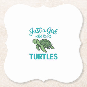 Dessous-de-verre En Papier Juste une fille qui aime les tortues gravure vinta