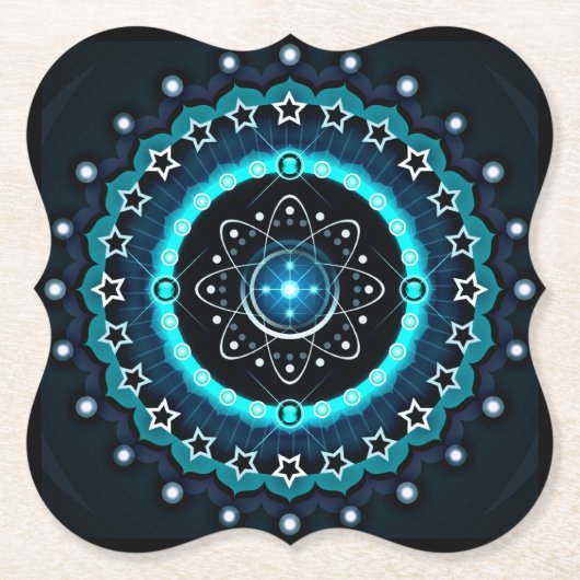 Dessous-de-verre En Papier Kaleidoscope Mandala avec un Arrière - plan noir (Devant)