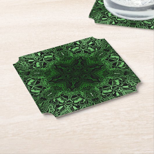 Dessous-de-verre En Papier Kaleidoscope vert (Incliné)