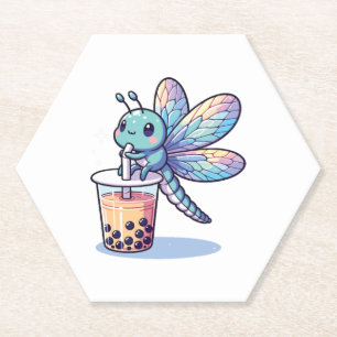 Dessous-de-verre En Papier Kawaii Dragonflies Bubble Tea Boba Dragonfly