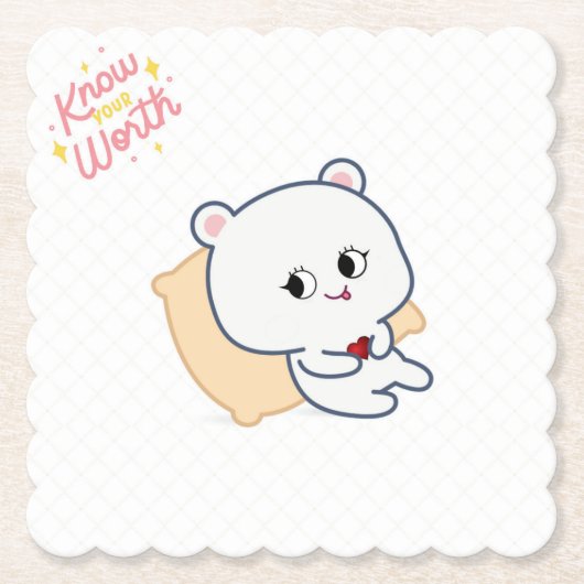 Dessous-de-verre En Papier Know Your Worth Cute Bear Coaster (Devant)