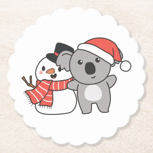 Dessous-de-verre En Papier Koala With Snowman (Devant)