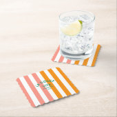 Dessous-de-verre En Papier La Dolce Vita Cinque Terra Cabana Stripe Round (En situation)