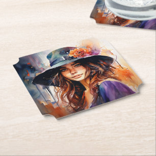 Dessous-de-verre En Papier La Femme dans le Casquette : Portrait de grâce vib