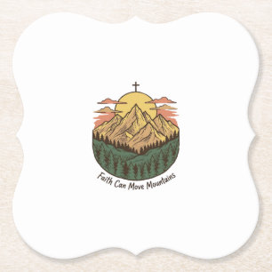 Dessous-de-verre En Papier La foi peut déplacer les montagnes Vintage Mountai