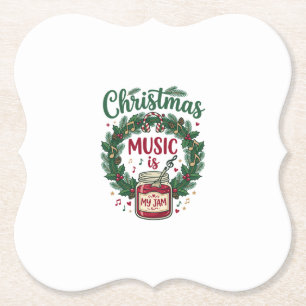 Dessous-de-verre En Papier La musique de Noël est un casque de jarre de pin d