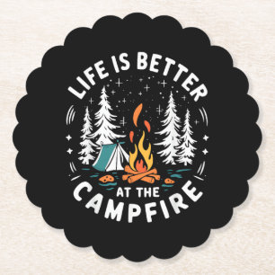 Dessous-de-verre En Papier La vie est meilleure au feu de camp drôle de campi