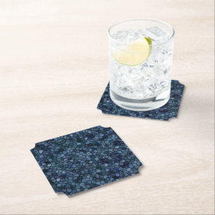 Dessous-de-verre En Papier Lagune Bleue Minuit Pavé Terrazo Patchwork