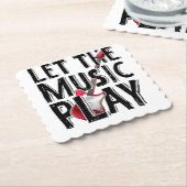 Dessous-de-verre En Papier Laissez La Musique Jouer La Guitare Électrique (Incliné)