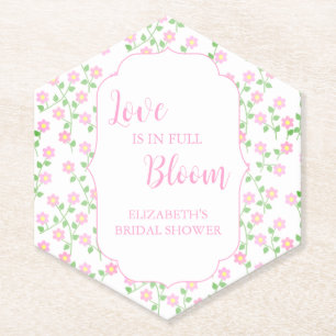 Dessous-de-verre En Papier L'amour est en fleurs Fête de mariage rose floral