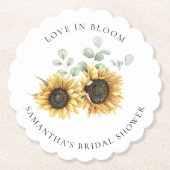 Dessous-de-verre En Papier Lancement de mariage au tournesol et à l'eucalyptu (Devant)