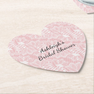 Dessous-de-verre En Papier Lancement de mariage en dentelle florale rose