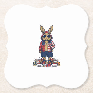 Dessous-de-verre En Papier Lapin de Pâques patriotique Vintage Vector Shirt_1