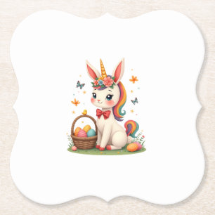 Dessous-de-verre En Papier Lapin de Pâques Vintage Licorne Floral Pastel Dess