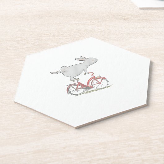 Dessous-de-verre En Papier Lapin Mignonne Sur Vélo _ Cyclisme _ Vélo & G (Incliné)