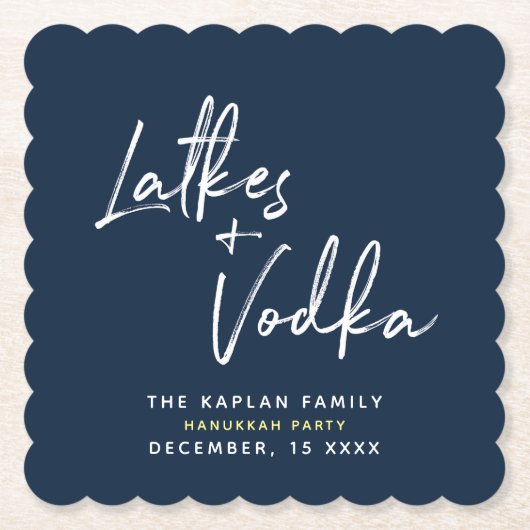 Dessous-de-verre En Papier Latkes de manuscrit de Hanoukka et dessous de (Devant)