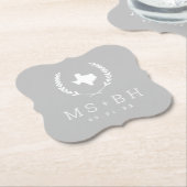 Dessous-de-verre En Papier Laurel Crest Texas Mariage Monogram | Gray (Incliné)
