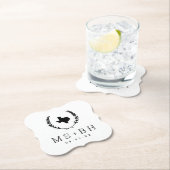 Dessous-de-verre En Papier Laurel Crest Texas Mariage Monogramme (En situation)