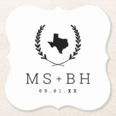 Dessous-de-verre En Papier Laurel Crest Texas Mariage Monogramme (Devant)