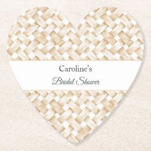 Dessous-de-verre En Papier Lavage de mariage Tissage de panier faux Blanc Crè