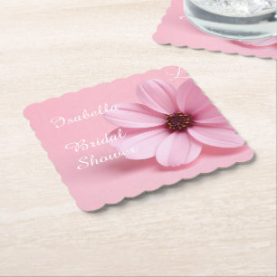 Dessous-de-verre En Papier Lavage Rose Cosmos Floral Script Enterrement de Vi