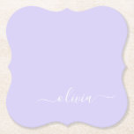 Dessous-de-verre En Papier Lavande Purple Script Moderne Fille Monogramme Nom<br><div class="desc">Lavande Purple Simple Script Monogramme Nom Dessous de verre papier. Cela fait le cadeau parfait de remise de diplômes,  anniversaire,  mariage,  douche nuptiale,  anniversaire,  baby shower ou bachelorette pour quelqu'un qui aime le luxe glam et les styles chic.</div>