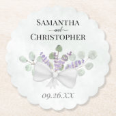 Dessous-de-verre En Papier Lavande rustique & Mariage de bouquet Eucalyptus (Devant)