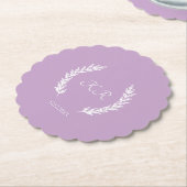 Dessous-de-verre En Papier Lavender Floral Bride Groom Initiales Mariage (Incliné)