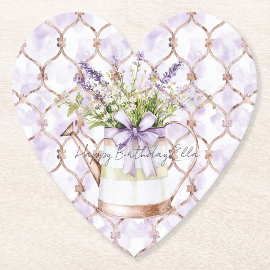 Dessous-de-verre En Papier Lavender Flowers Bow Birthday (Devant)