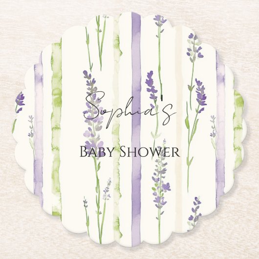Dessous-de-verre En Papier Lavender Stripes Floral   (Devant)