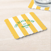 Dessous-de-verre En Papier Le Beach Club Crest Yellow Cabana Stripe (Incliné)