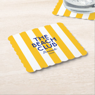 Dessous-de-verre En Papier Le Beach Club Sorrento Cabana Jaune Stripe