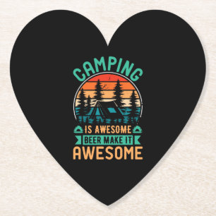 Dessous-de-verre En Papier Le camping est génial, la bière le rend encore mei