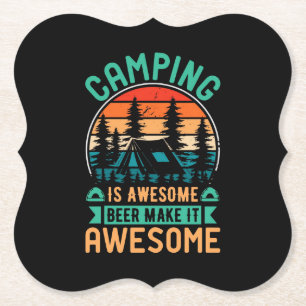 Dessous-de-verre En Papier Le camping est génial, la bière le rend encore mei
