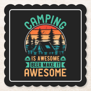 Dessous-de-verre En Papier Le camping est génial, la bière le rend encore plu